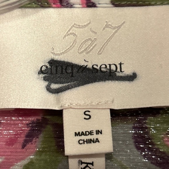 Cinq a Sept Metallic Floral Print Claudette Kandice Button Up Shirt Blouse Small - Picture 3 of 11